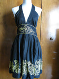 French Connection Women's Black Embroidered Cotton Dress Size 10 NWT
