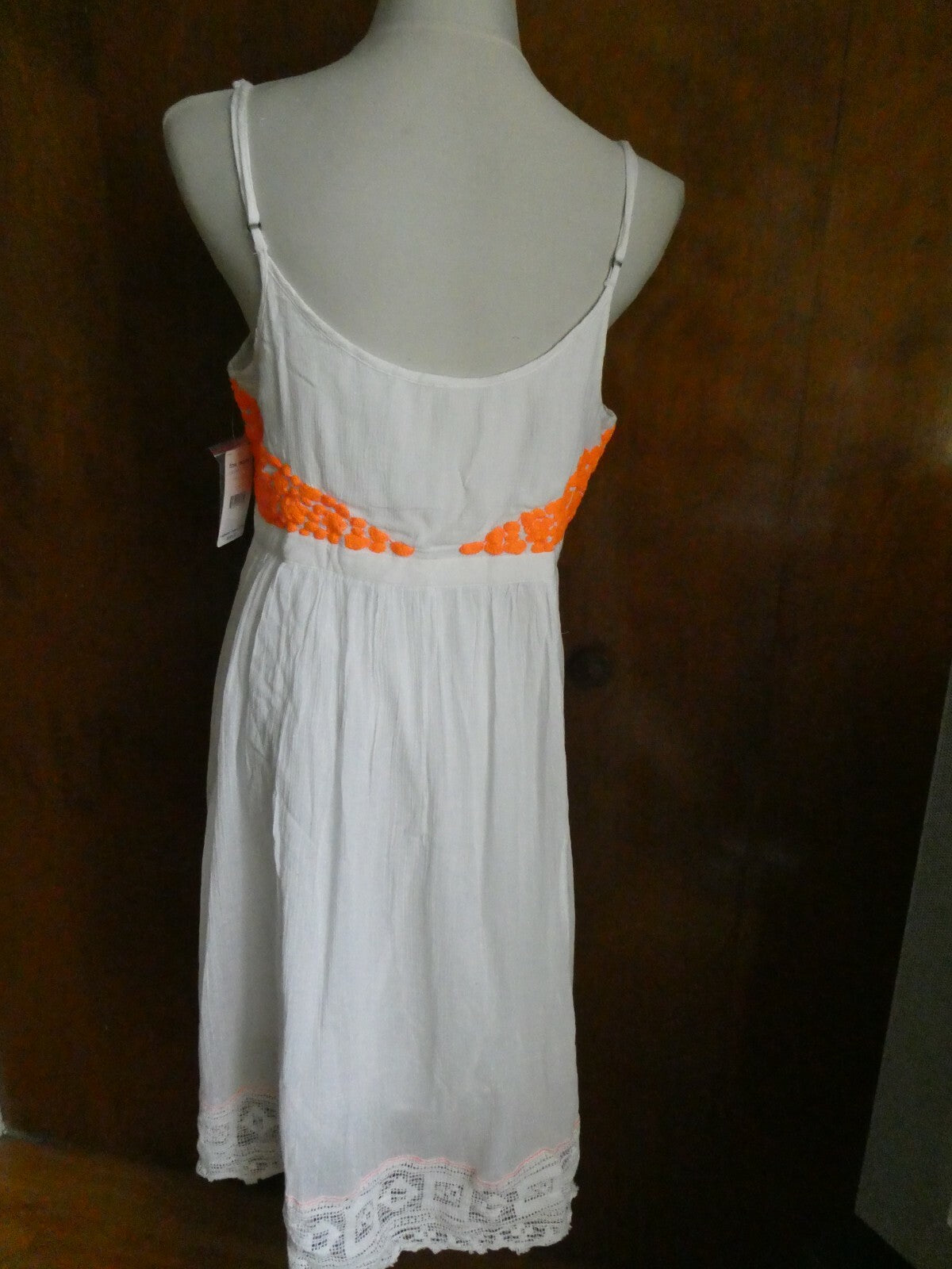 Free People women's ivory comb embroidered lined dress size Large 