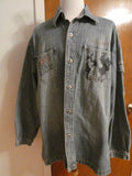 Knockout Men's 100% Cotton Jeans Denim Shirt Graphics Army Theme 2X