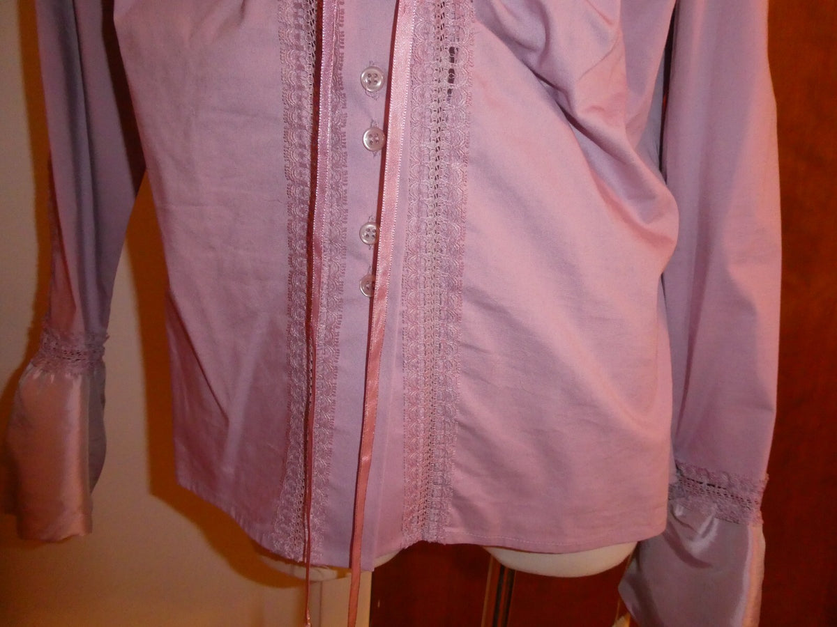 Kenar Women's Lilac Detailed Long Sleeves Evening Top Blouse Size Medium