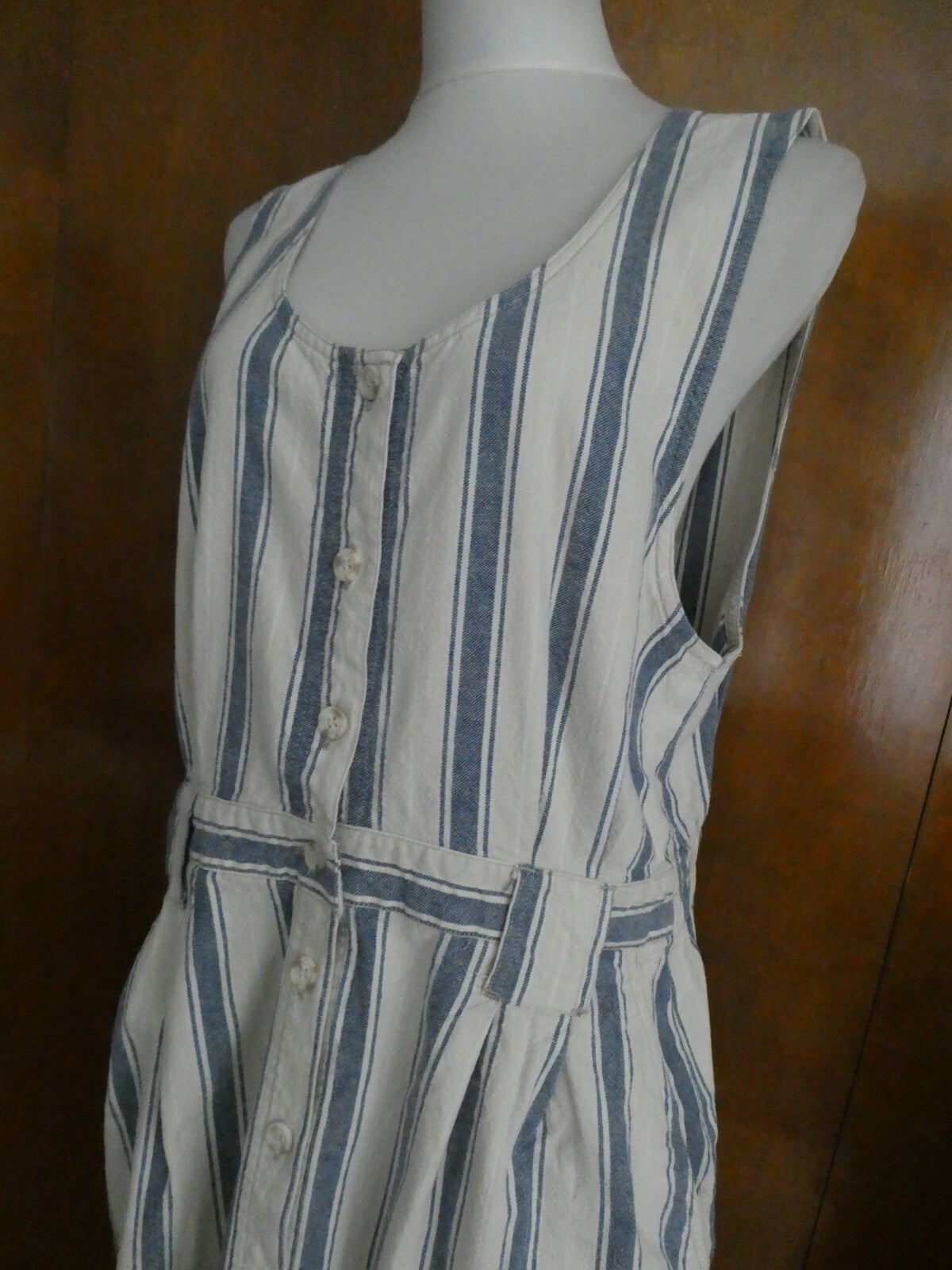 Truly Yours Denim Striped Sleeveless Button Front Dress 20W (fits size 16-18)