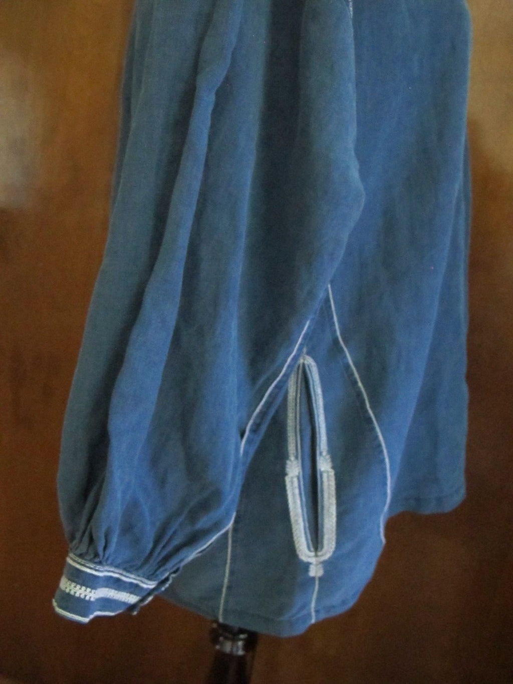 Polo Ralph Lauren women’s linen blue bohemian detailed top 