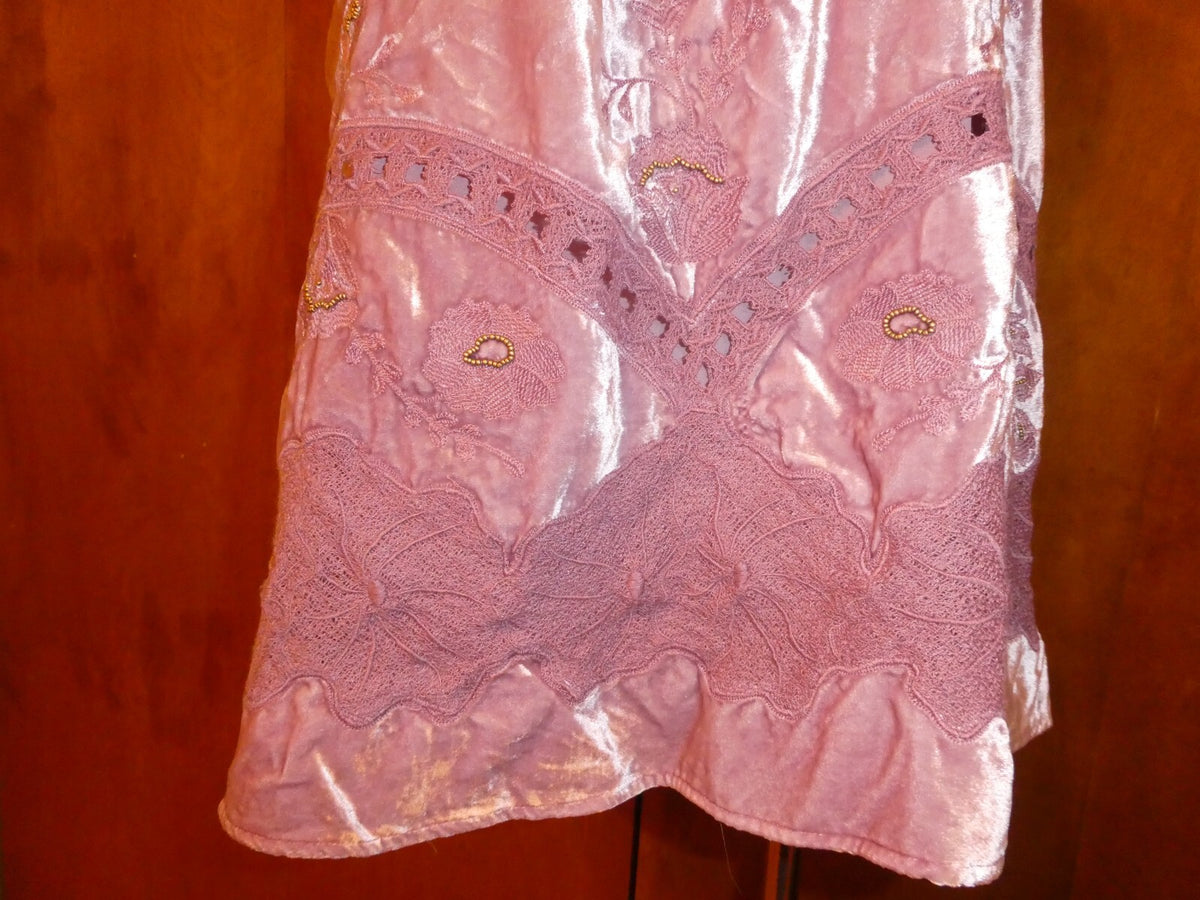 Anthropologie Floreal women's Embroidered pink viscose evening thank top size 12