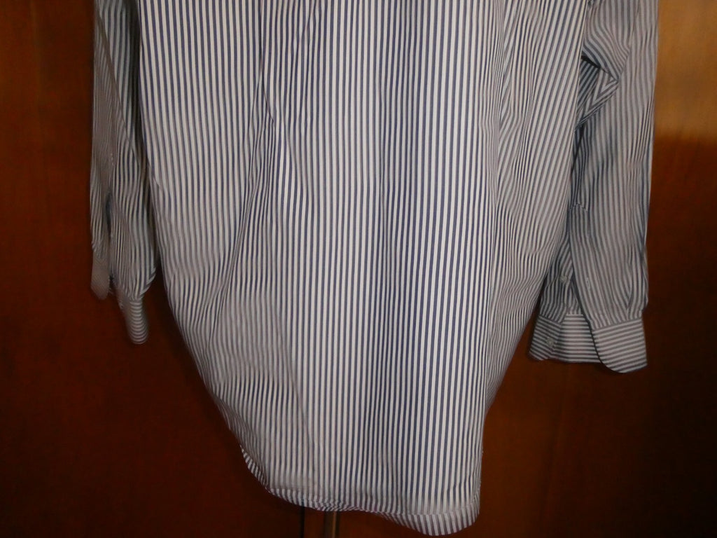 J. Crew Blue Striped Men's Long Sleeve Button-up Cotton Shirt Size 17-34