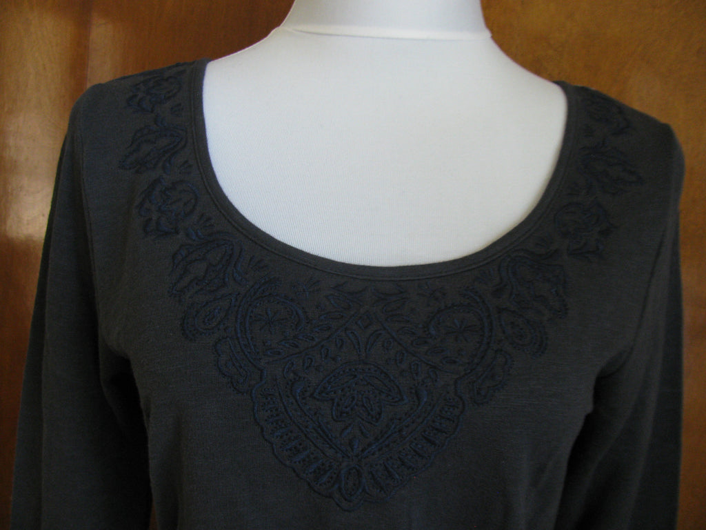 Anthropologie women's dark gray cotton embroidered dress Size XS, M, S
