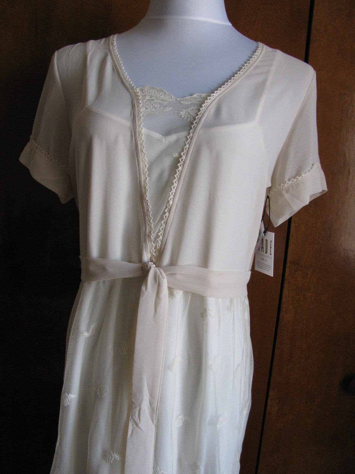 Impulse women's tea stain embroidered lined dress New