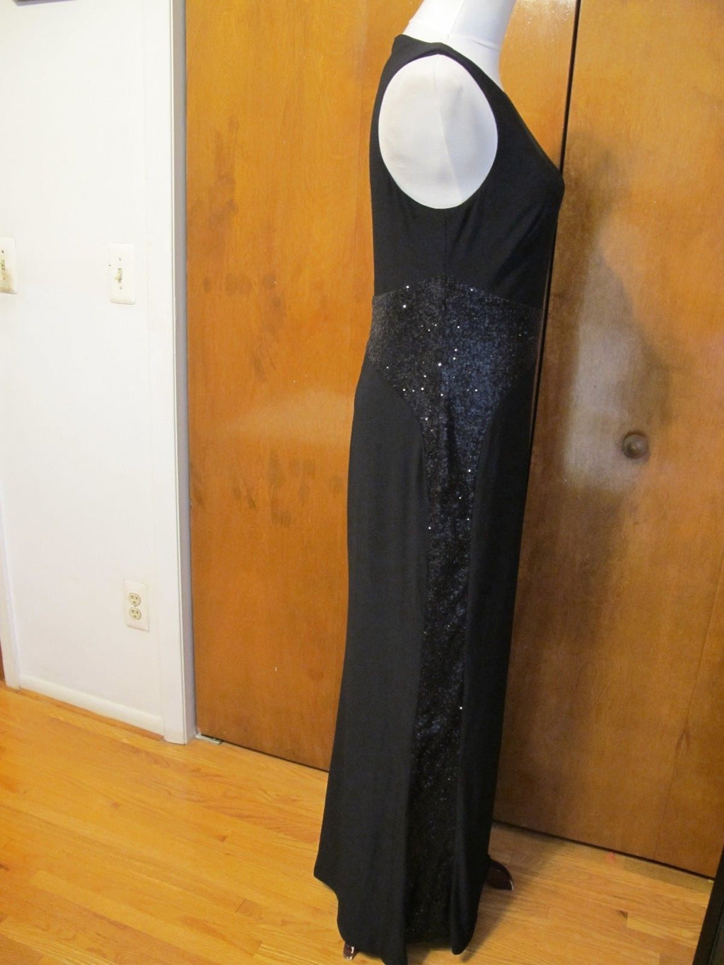 Ralph Lauren women's black shine maxi evening detailed A-line dress size 10 new