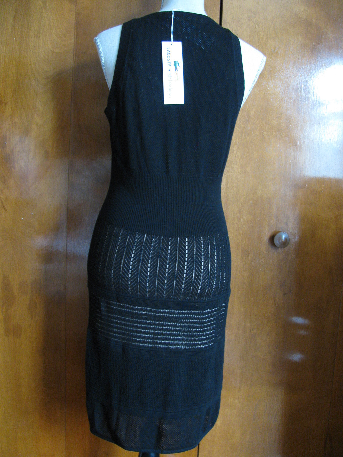 Lacoste Malandrino women’s black mesh lined detailed dress Large