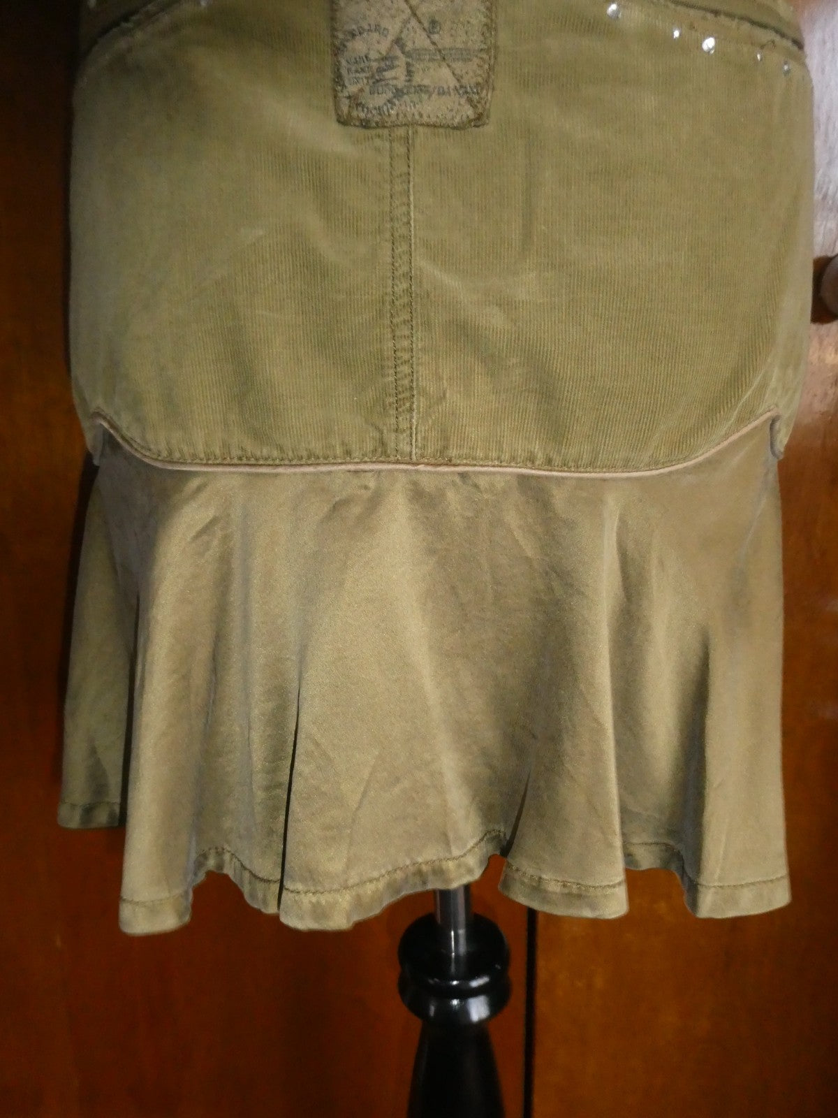 DANANG military green supper cute, supper soft skirt 100% cotton/silk large $150