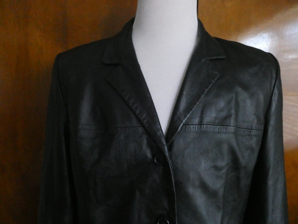Style & Co Women’s Black Leather Jacket Coat Size XLarge