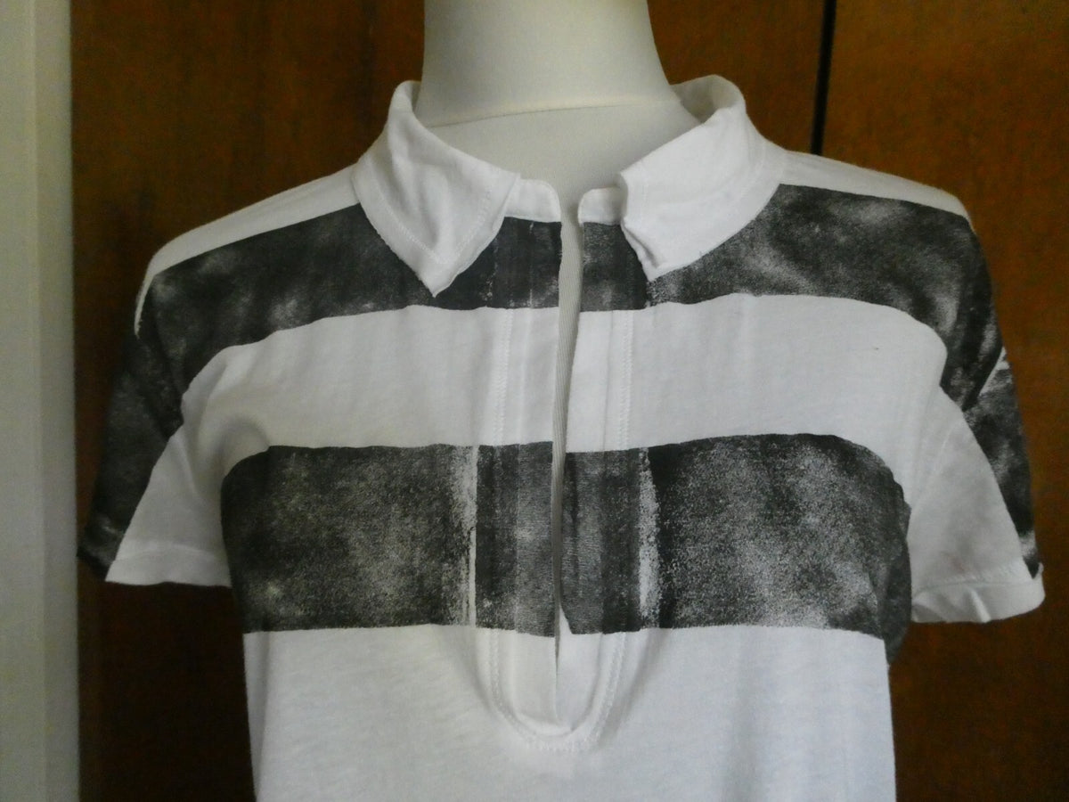 Link women’s short sleeves soft 100% cotton striped long top size large