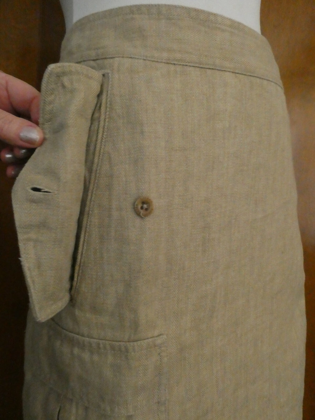 Lauren Ralth Lauren women's tan wrap 100% linen skirt size 12 
