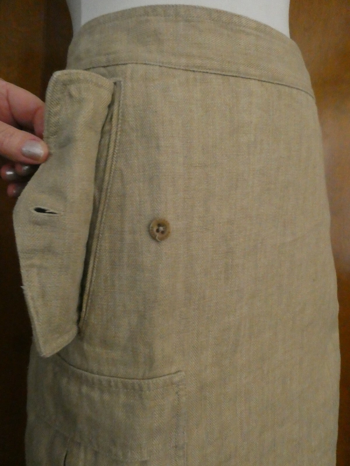 Lauren Ralth Lauren women's tan wrap 100% linen skirt size 12 