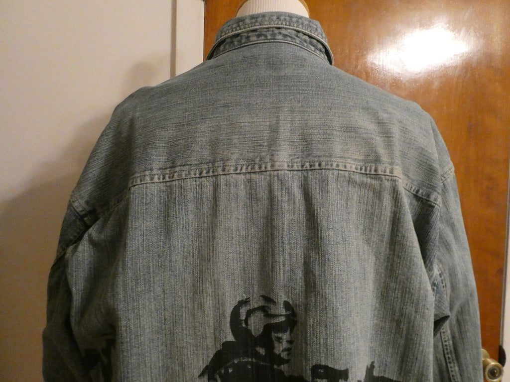 Knockout Men's 100% Cotton Jeans Denim Shirt Graphics Army Theme 2X