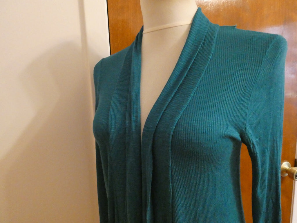 Julia's Closet Women's Teal Green Open Front Detailed Cardigan Medium