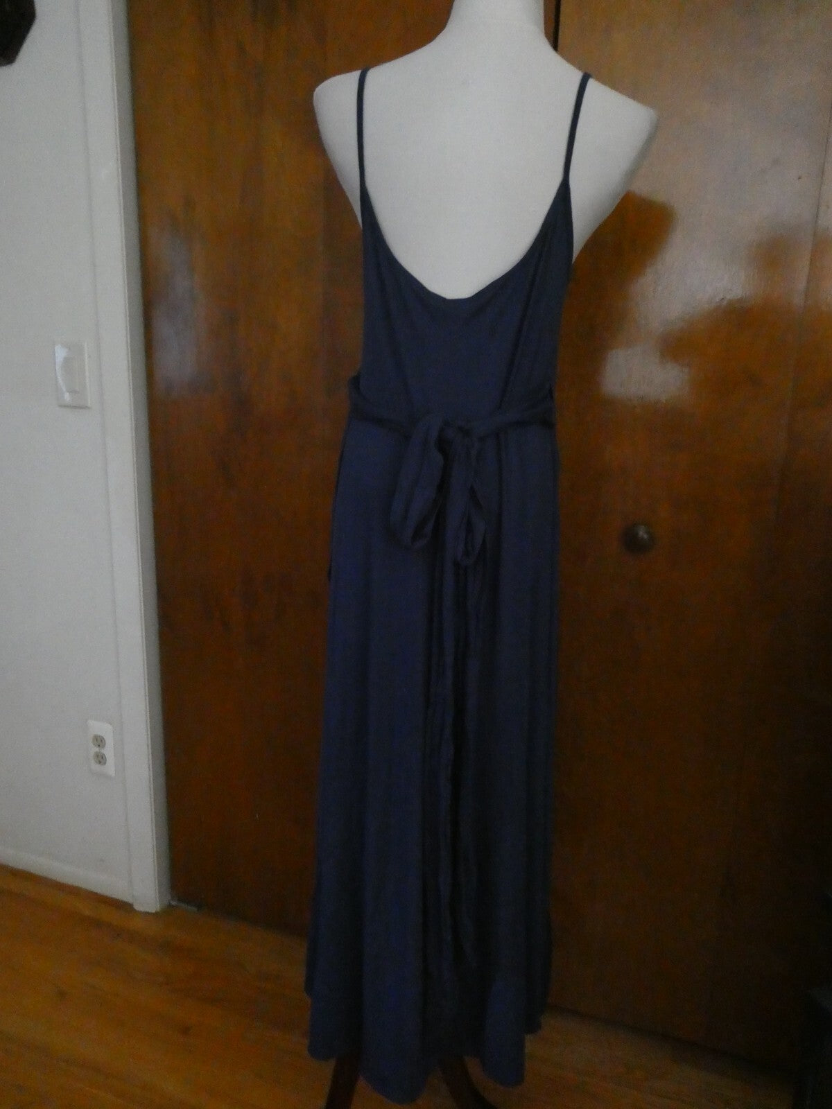 Gap Women's Navy Tie-Waist Midi Wrap Dress Size Large