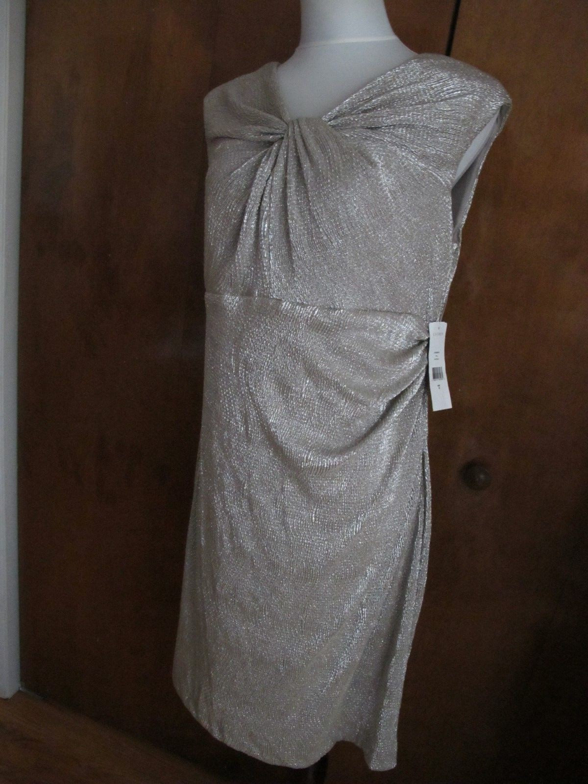 Ralph Lauren Women's White Gold Detailed Lined Evening NWT Dress size 16