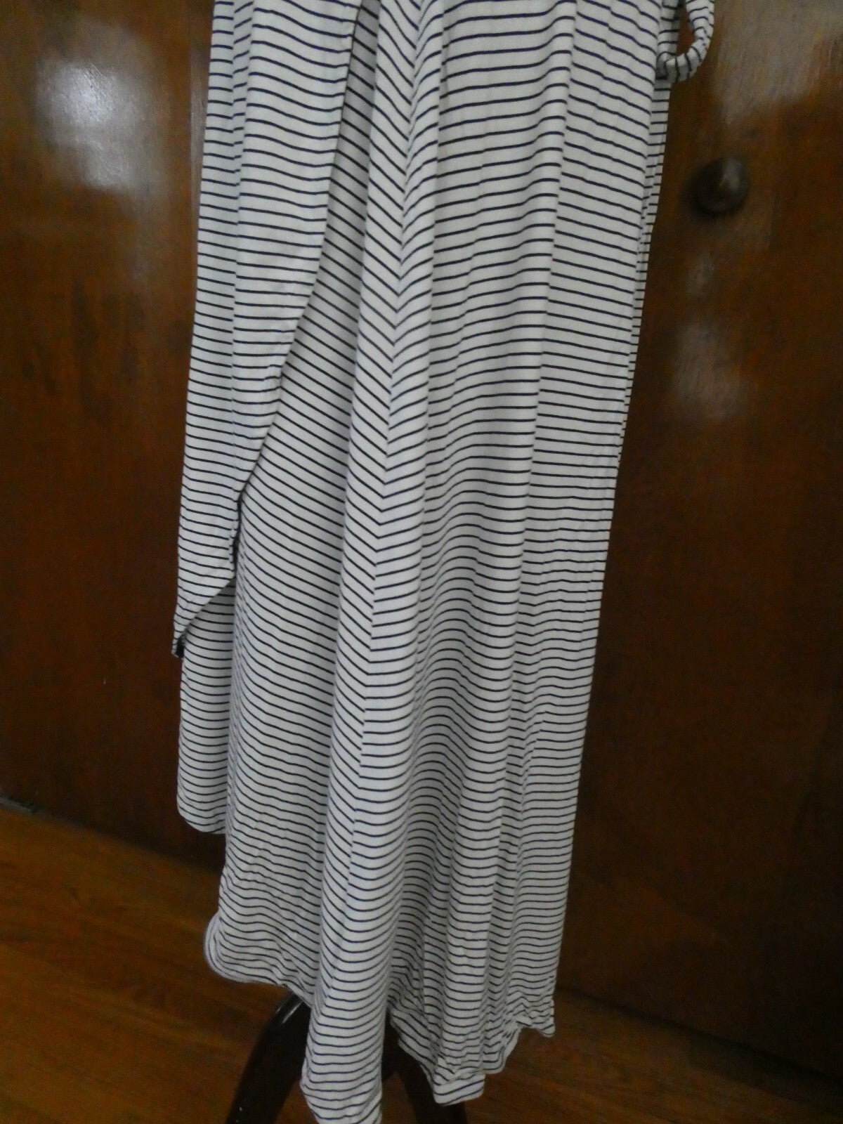 Gap Women's Stripped White/Black Tie-Waist Midi Wrap Dress Size Large Xlarge