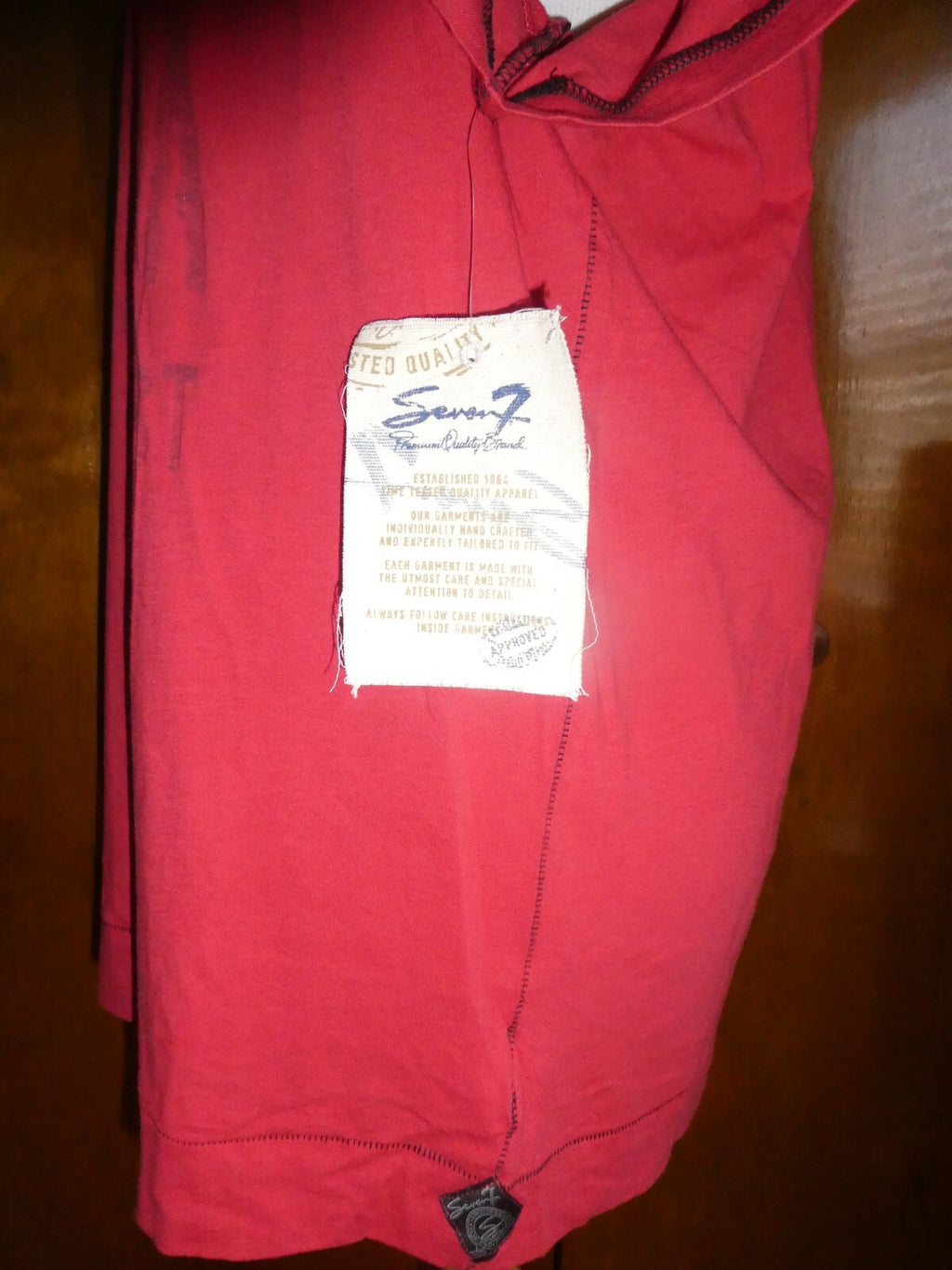 7 SEVEN men’s soft 100% cotton t-shirt red size 2XL NEW
