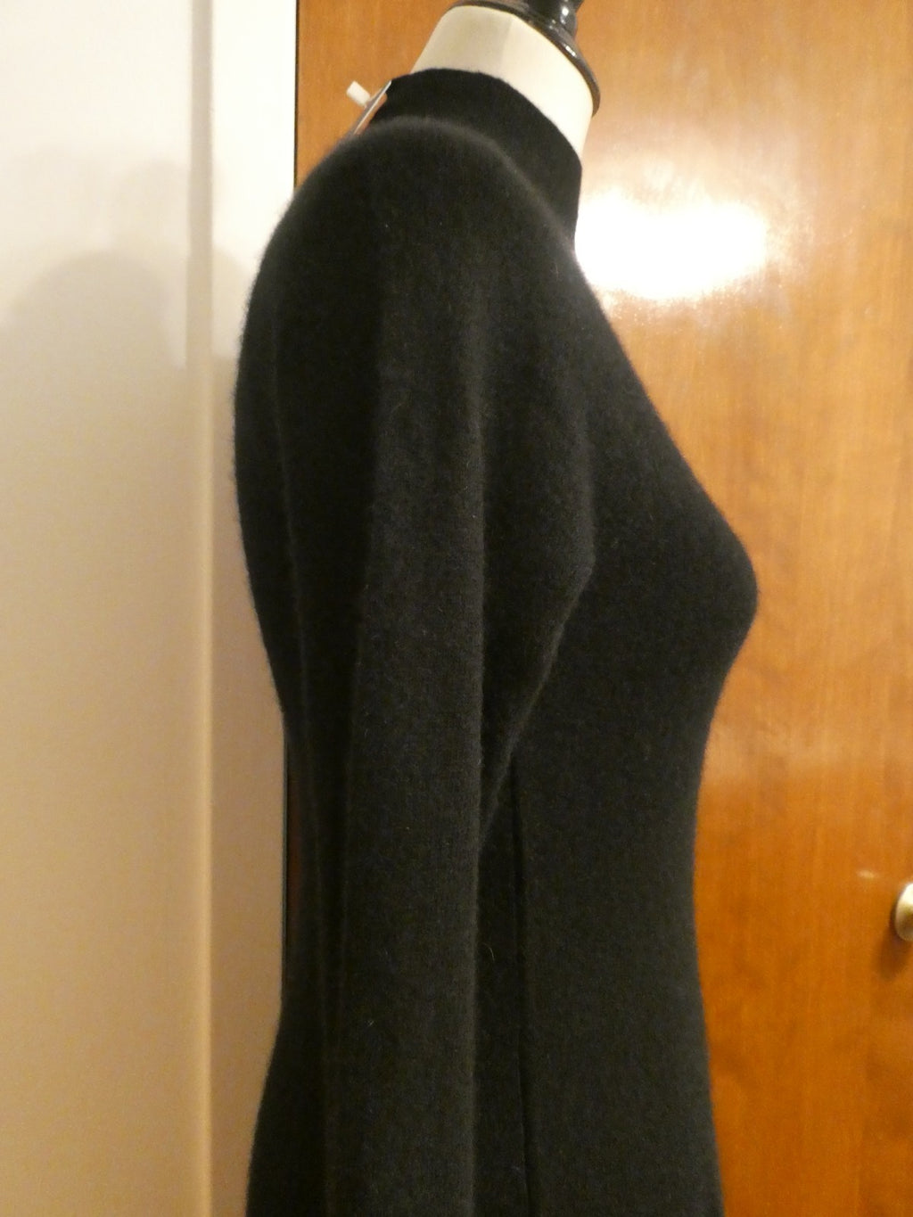 Bloomingdale's 100% 2-Ply Cashmere Black Mock Neck Midi Dress NWT $248 Size XS