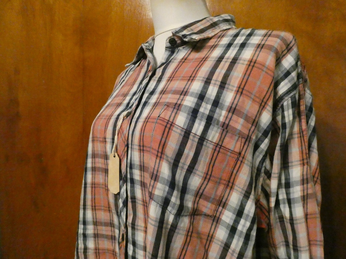 Denim & Supply womens multi color plaid shoulder cutout soft flannel shirt  