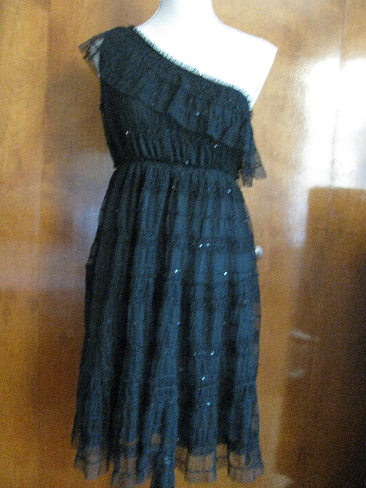 Max Studio Women's Black Evening One Shoulder Lined Dress Size Large $128 NWT 