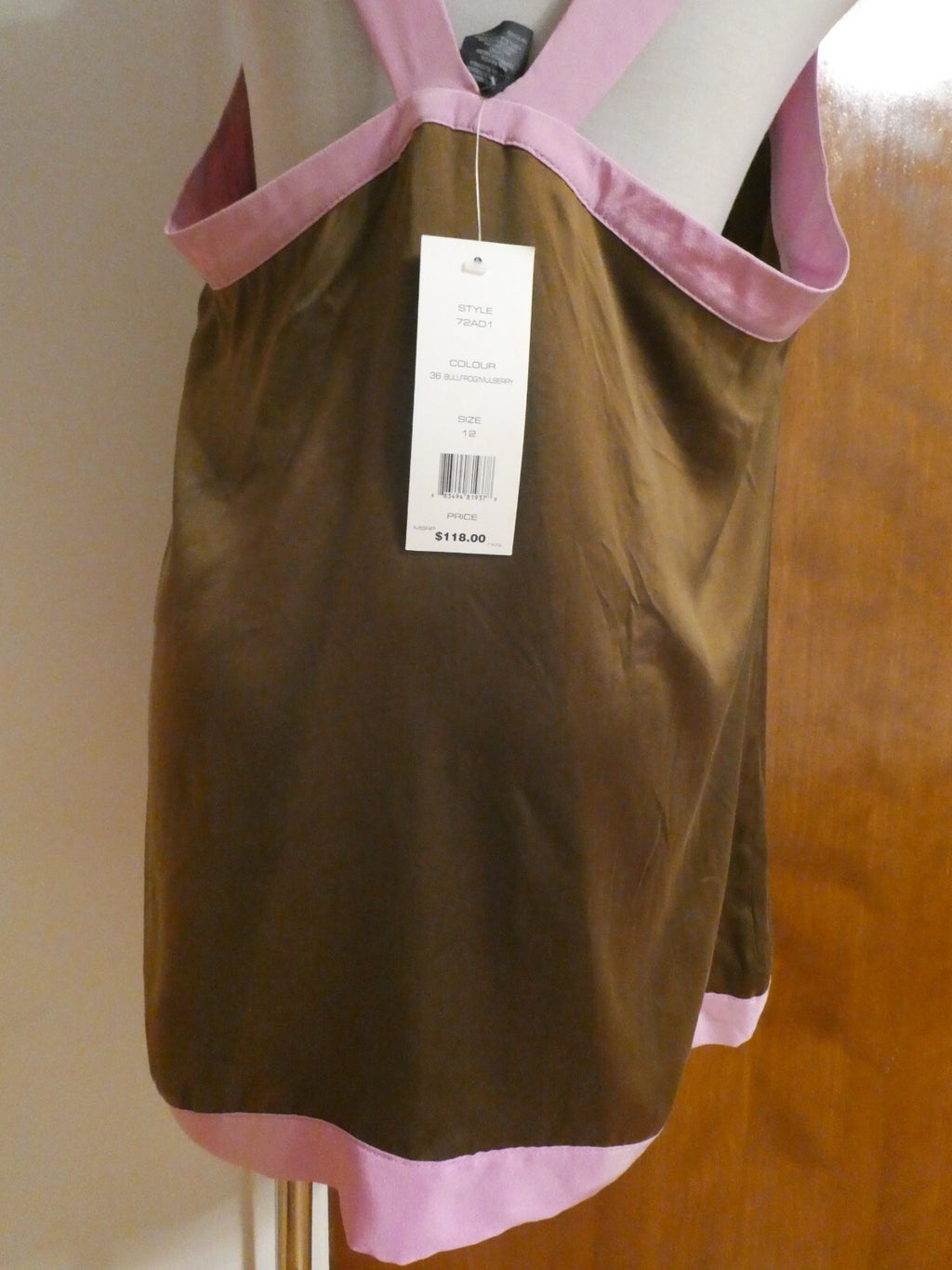 French Connection women's bullfrog/mulberry silk/ rayon top size 12 retail $118