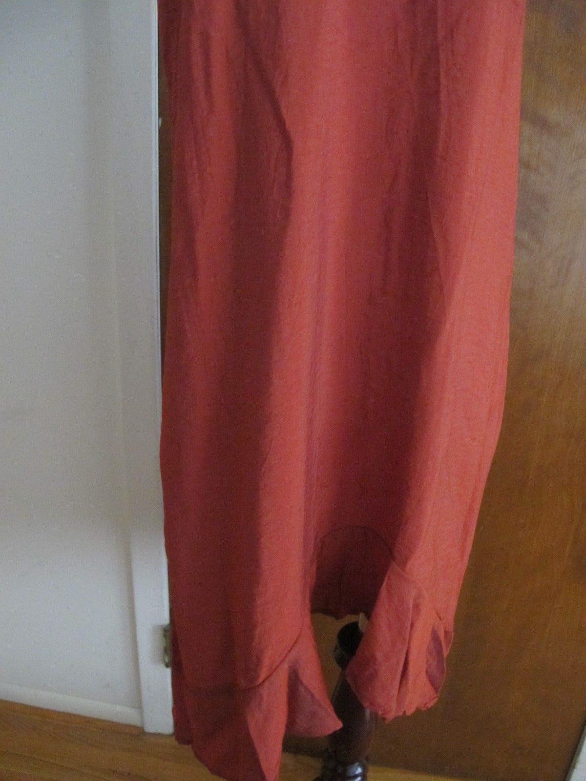  Anthropologie Lacausa Women’s Orange Detailed Asymmetrical Ruffle dress