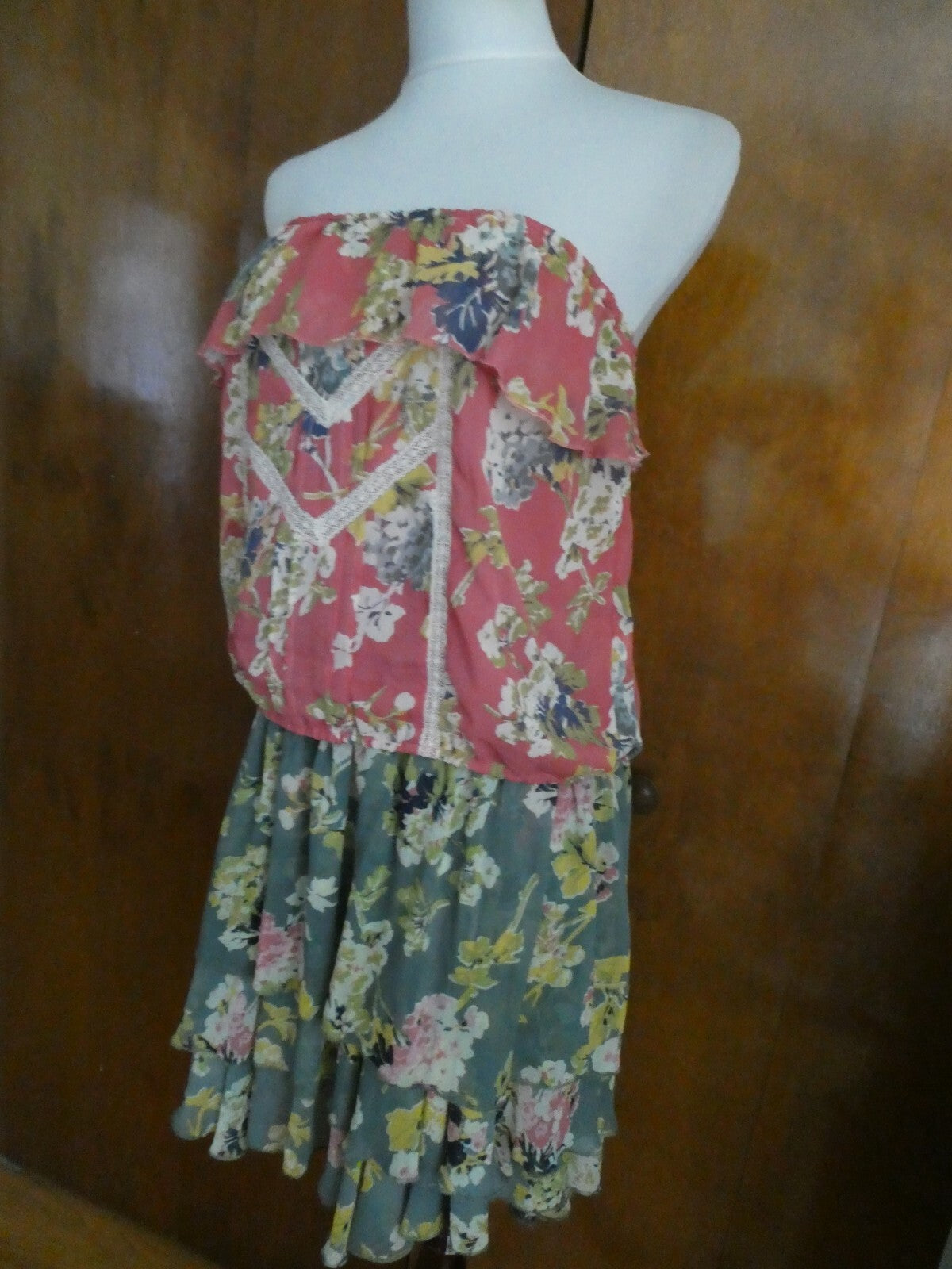 Denim & Supply Ralph Lauren Printed Tunic Off Shoulder Top & Skirt Floral Suit L