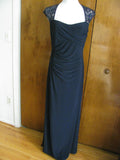 Ralph Lauren women's gown navy sequined mesh bodice NWT evening dress size 14P 