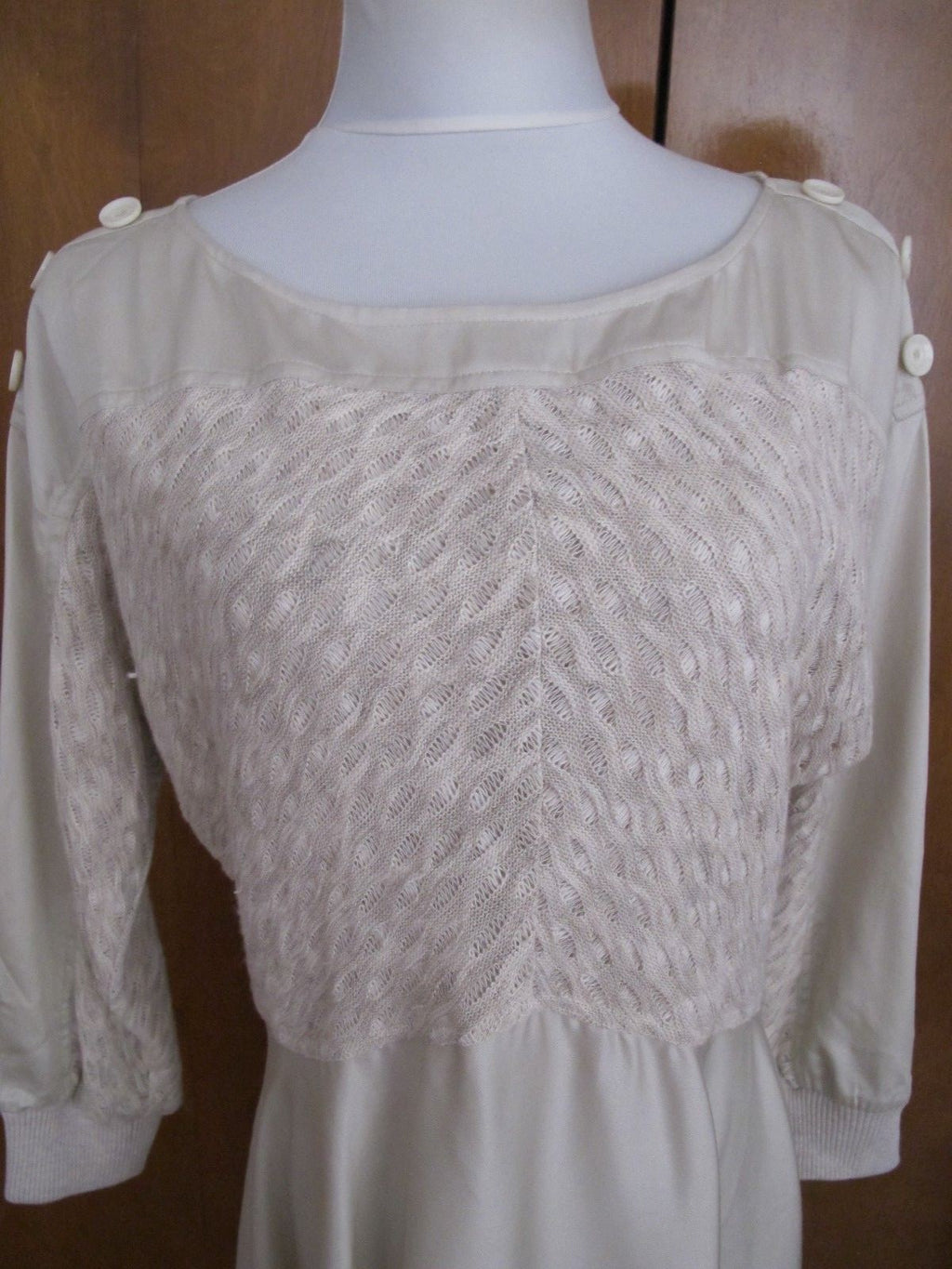  Anthropologie Women’s Beige Detailed Long Sleeves Dress  New