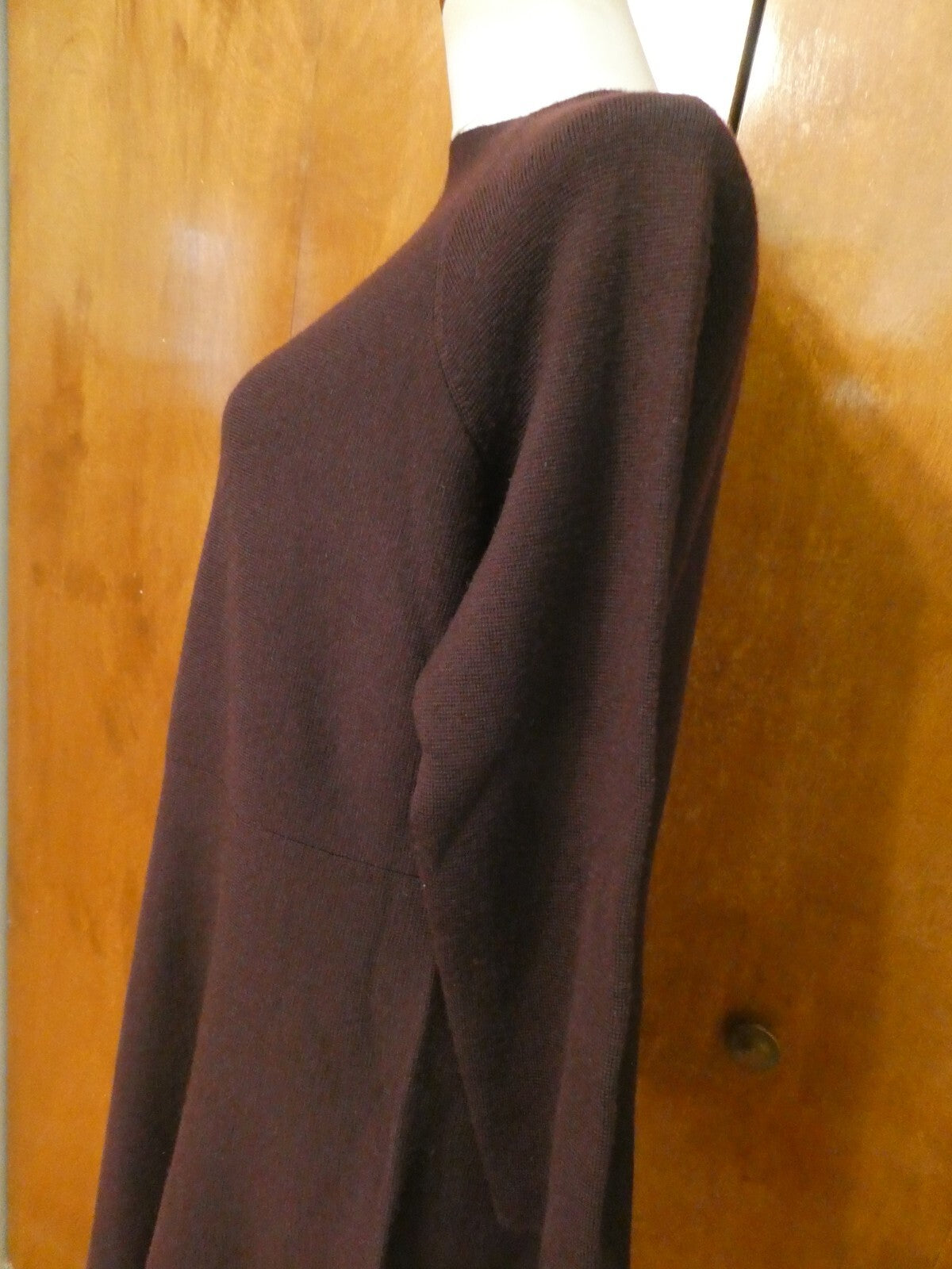 Armani Exchange Women's Eggplant 3/4 Sleeves Merino Wool Dress