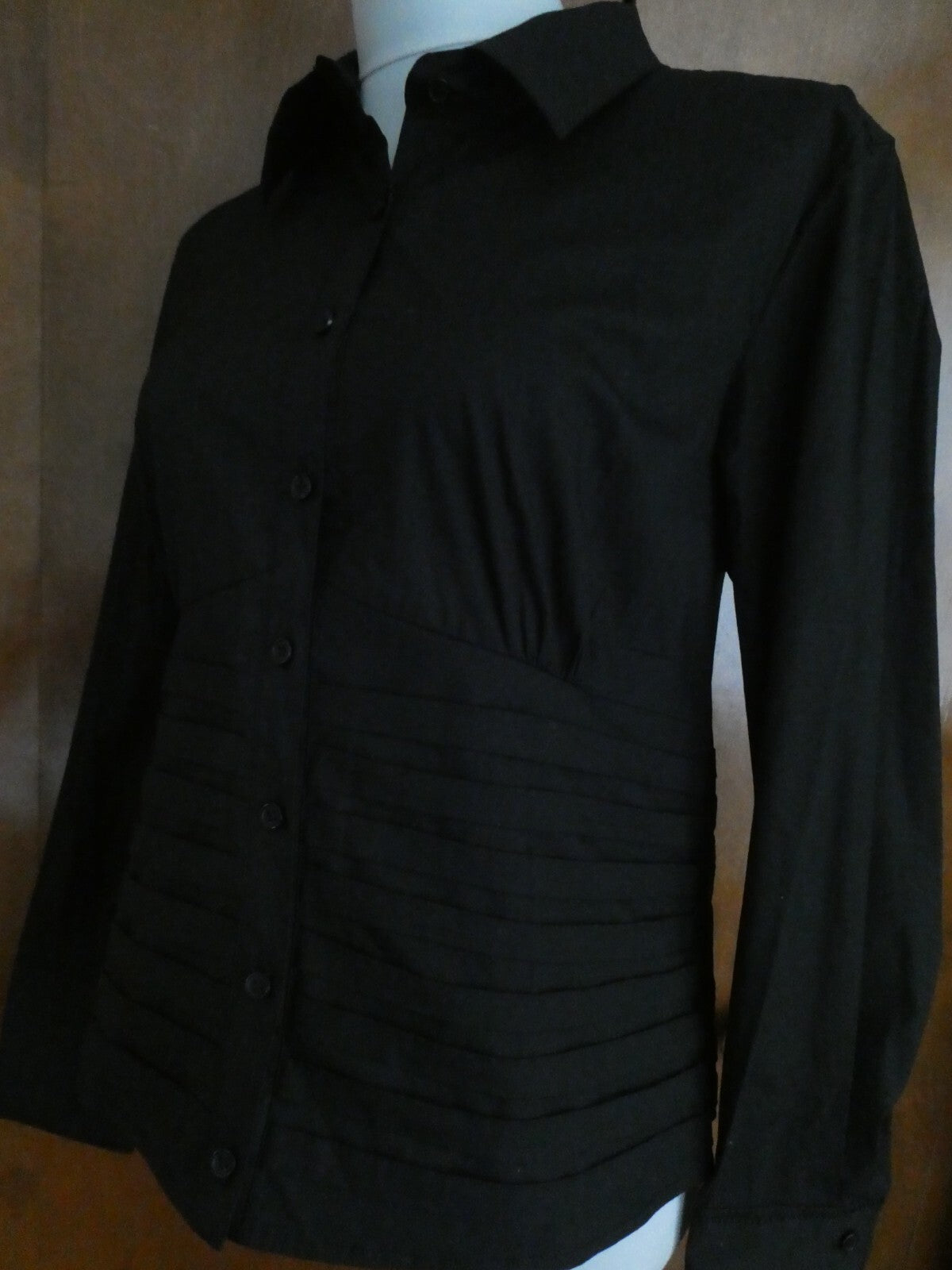 Kenar Women's Black Cotton Detailed Tunic Top Blouse Size 14 (fits size 12)