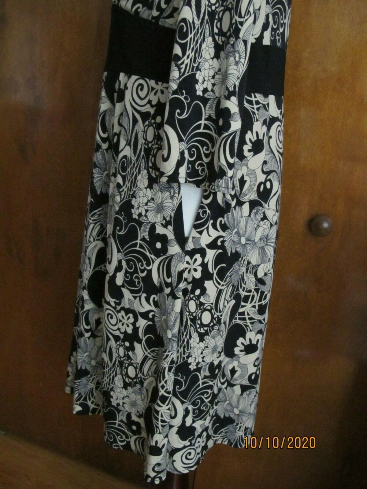 OC by OC women's black beige A-line lined dress 12