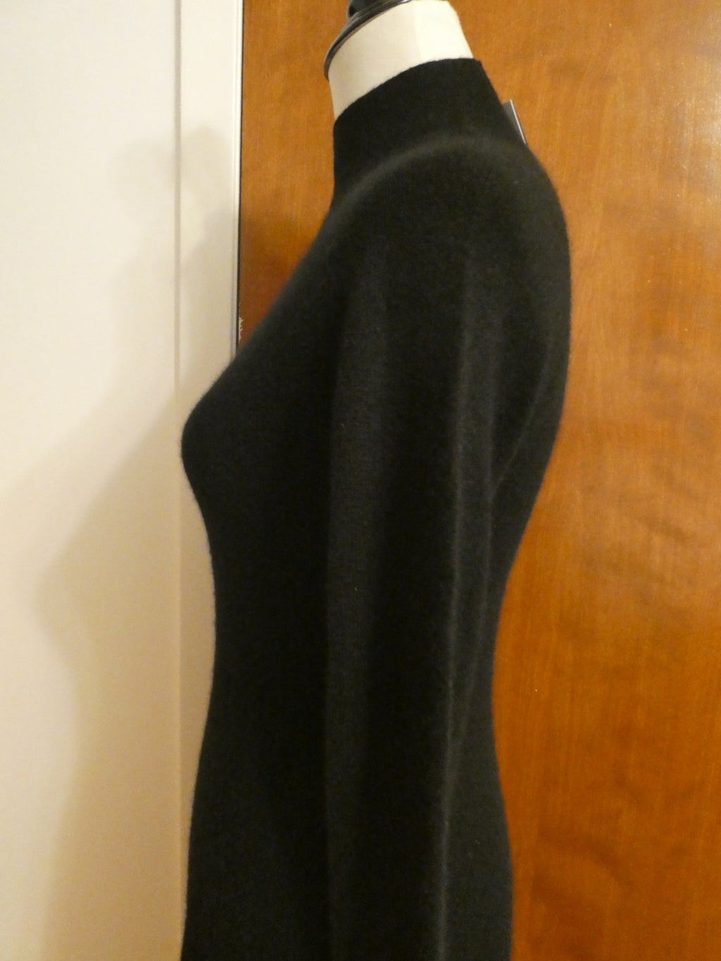 Bloomingdale's 100% 2-Ply Cashmere Black Mock Neck Midi Dress NWT $248 Size XS