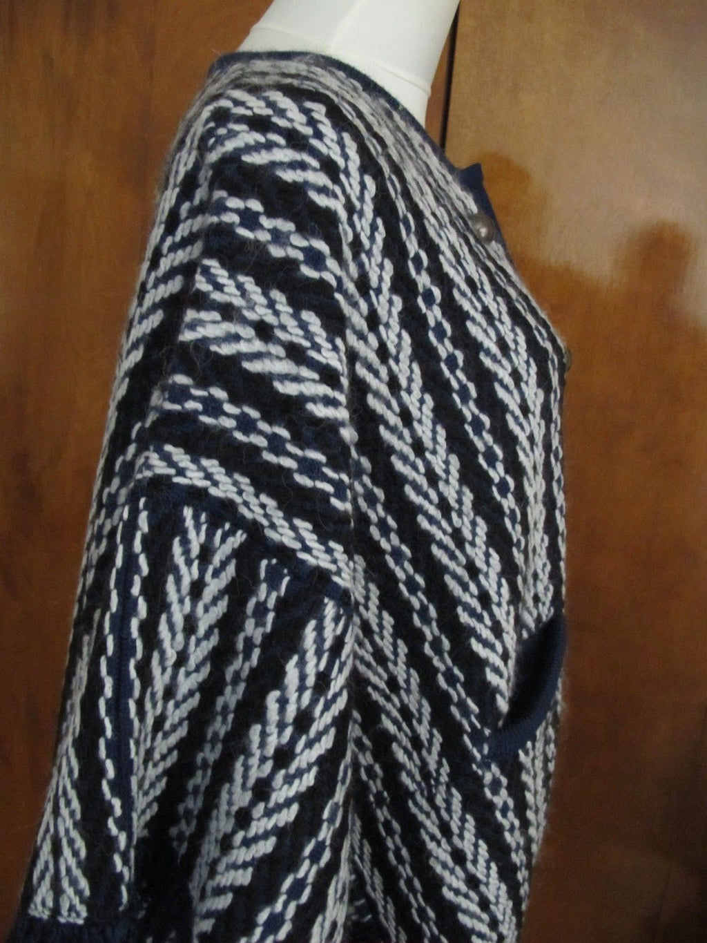 Anthropologie Sleeping On Snow Women's Jacquard Poncho Sweater Blue One Size