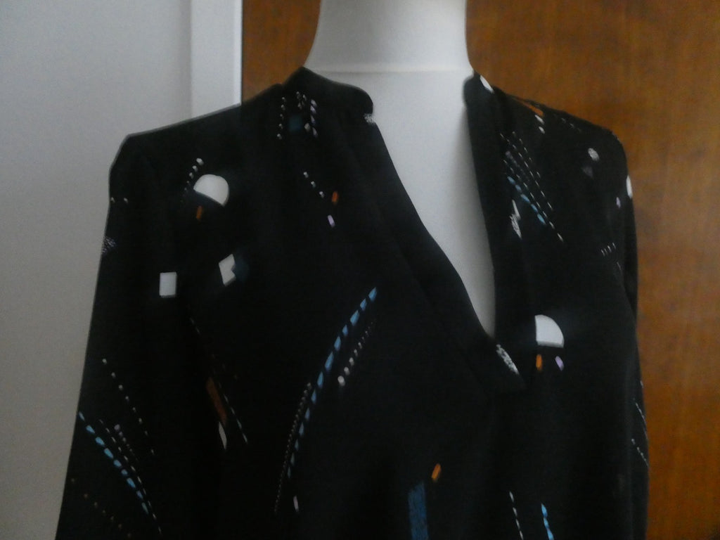 Lush women's black multicolor 3/4 sleeves top size Medium