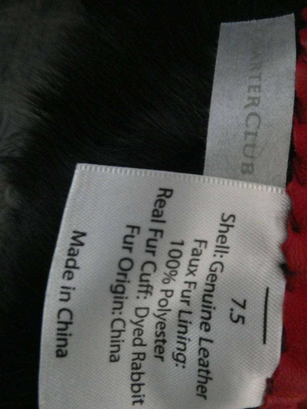 Vintage Charter Club Red Genuine Leather Gloves 7.5 Real Rabbit Fur Cuff New Box