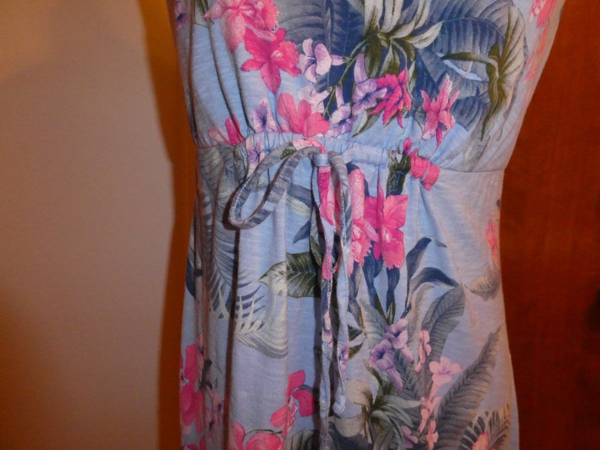 Tommy Bahama Women's Petite S/P Floral Tropical Summer Dress Cotton Modal Blue 