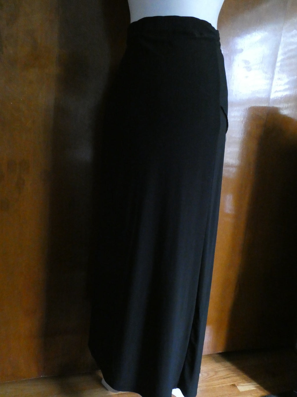 Carole Little Women Black Maxi Skirt Medium Stretch Asymmetrical Hem Pull On