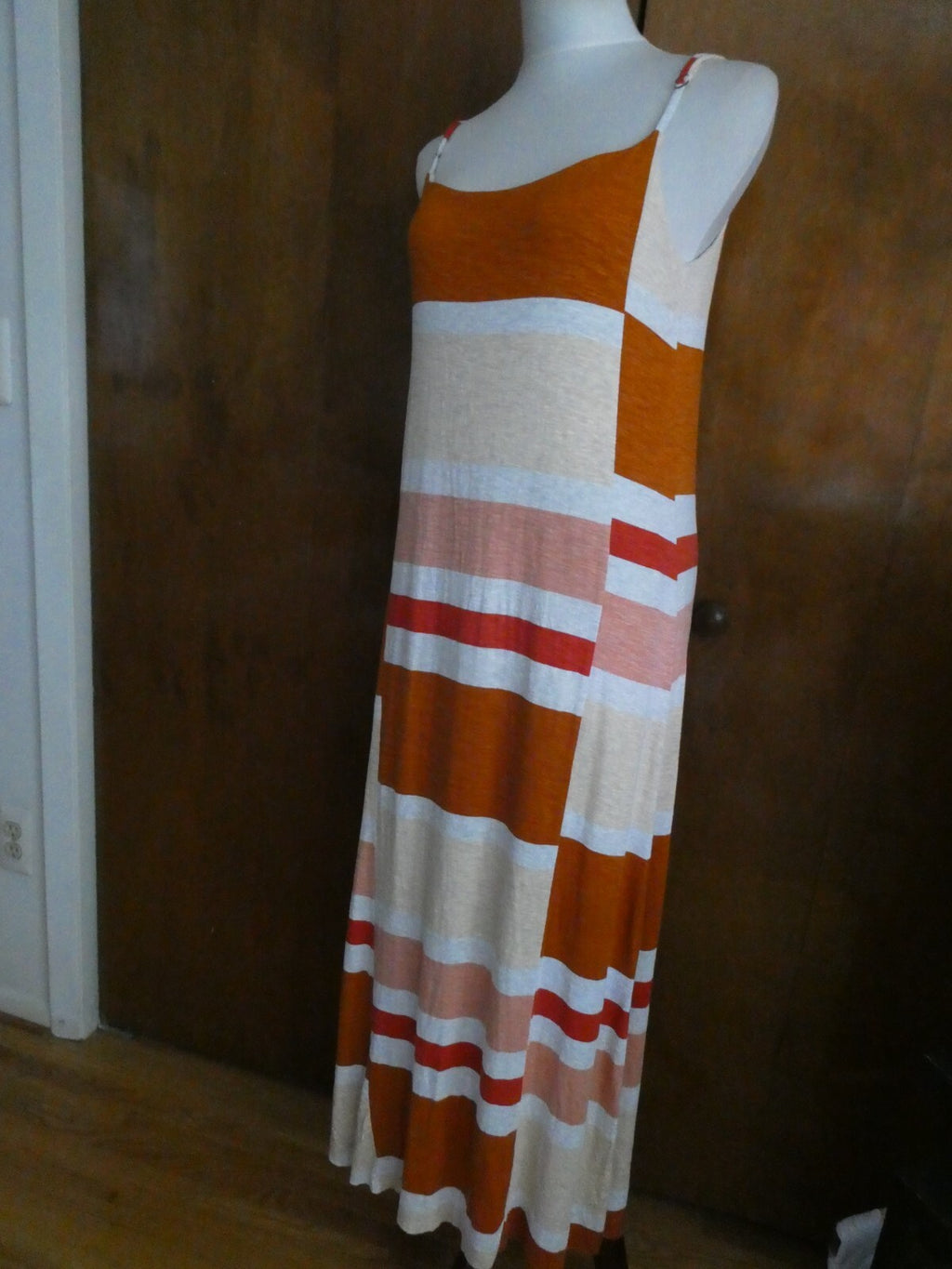 Anthropologie Dolan Multicolor long Lined Spagetti Straps Dress Size Large