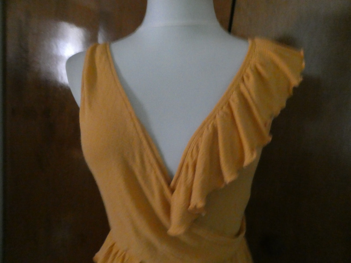 Free People women's yellow sleeveless rayon top medium 