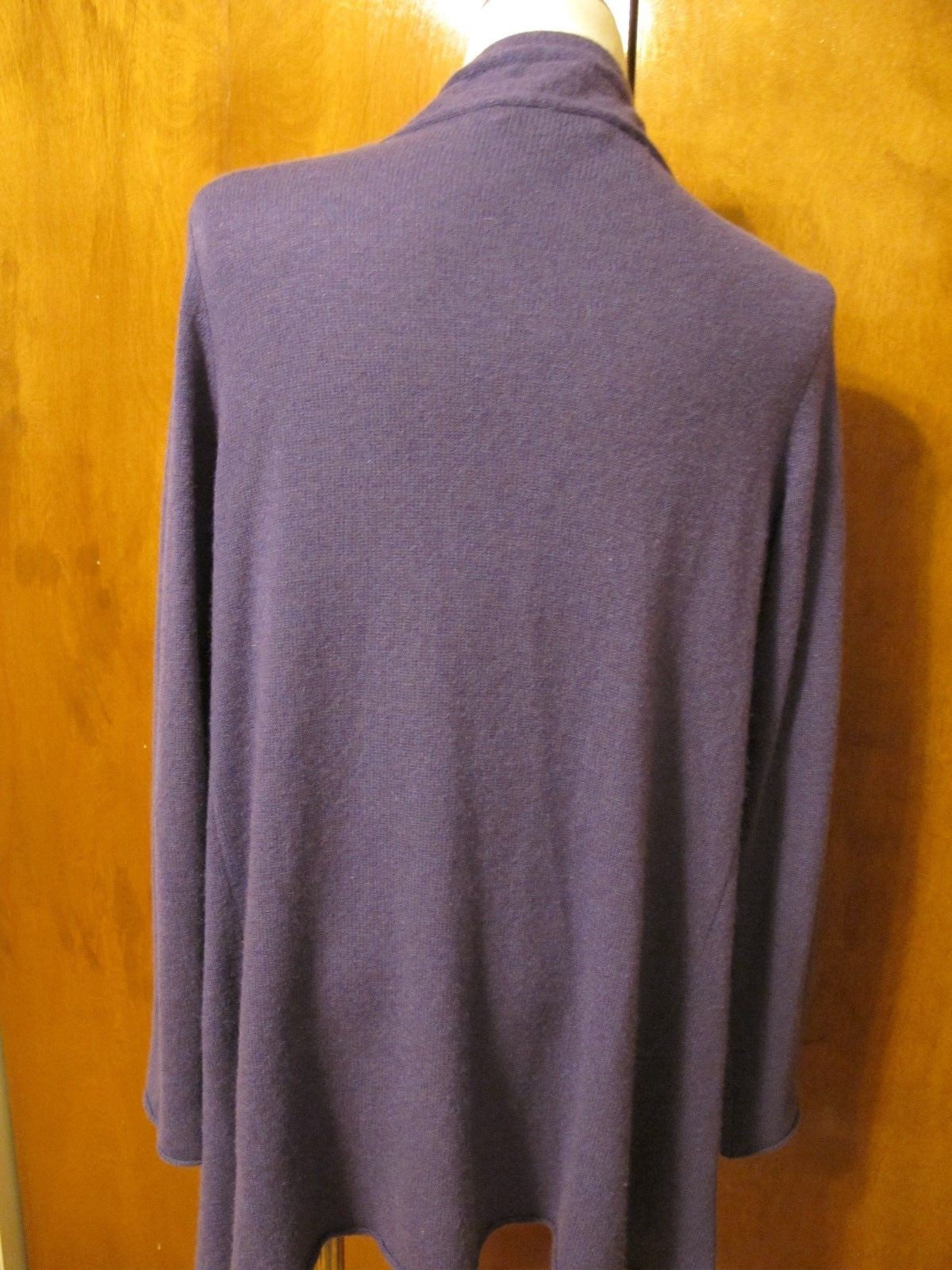 Just Cashmere Women's Purple Cashmere Open Front Detailed Cardigan Medium 