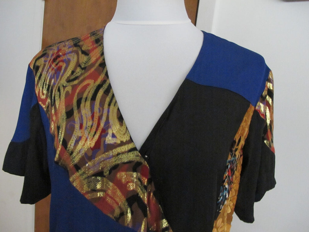 Anthropologie Women's HD In Paris Black Motif Evening Viscose Silk Dress 8P NWT