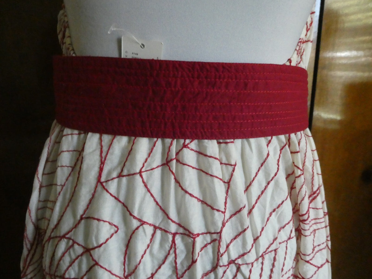 Anthropologie Lilka Women's White/Red long 100% Cotton Gorgeous Dress XS/S