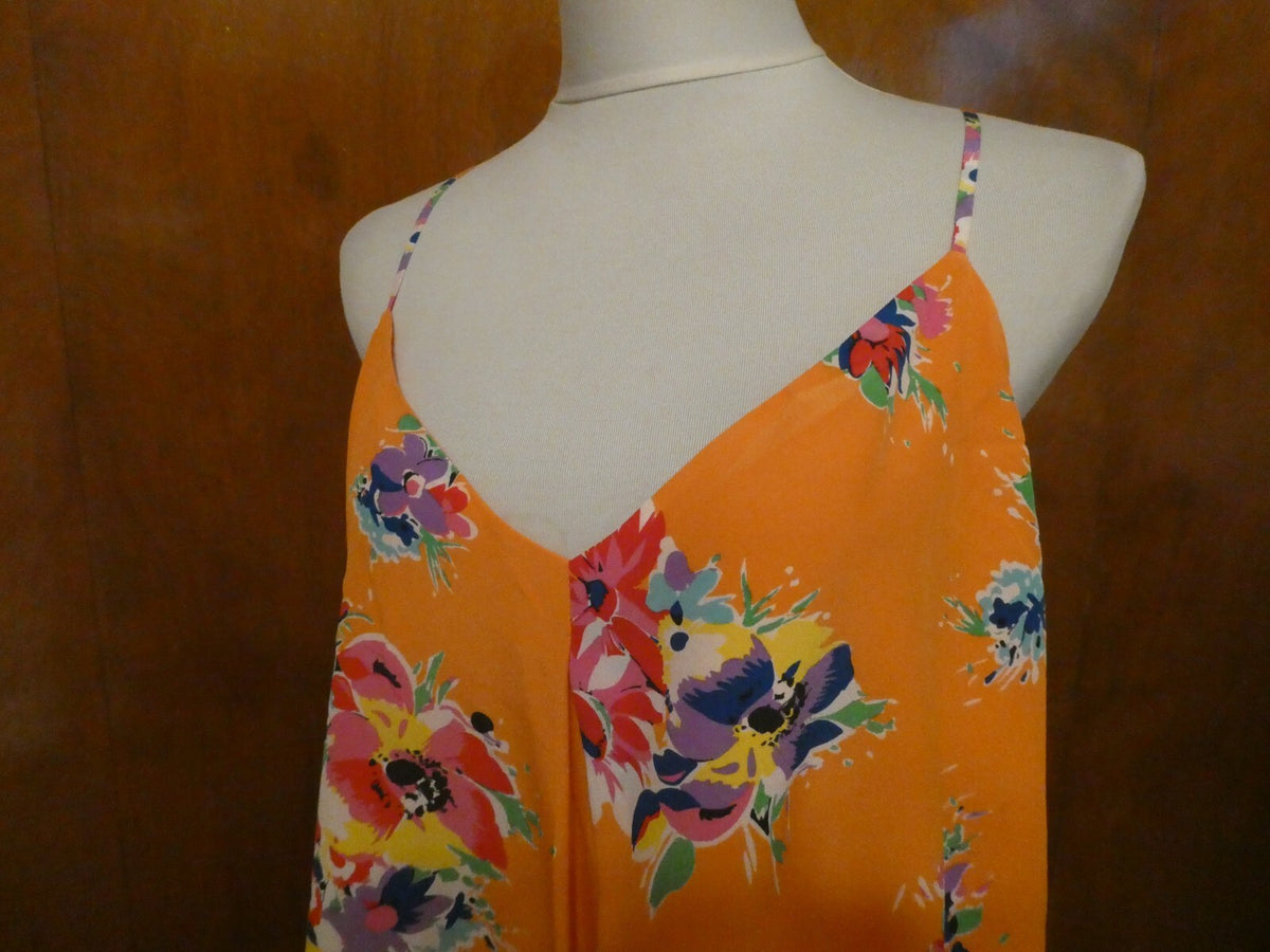Polo Ralph Lauren Multicolor Women's Lined Evening 100% Silk Tank Top US XL