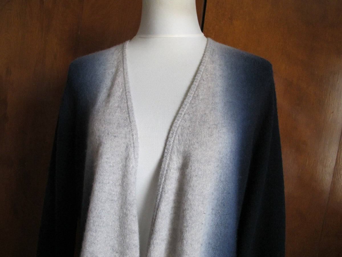 Bloomingdale's Womens Gray Navy Cashmere Open Front Detailed Cardigan XLarge 