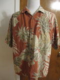 Tommy Bahama Men's Pre-Owned Silk Multi Color Pineapple Print Brown Shirt Large 