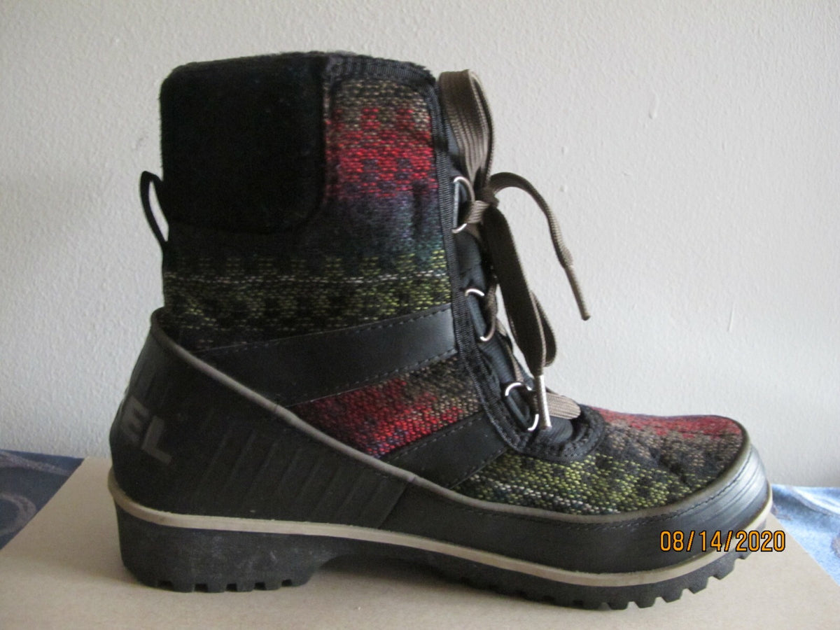 Sorel Women’s Black Multi Color Waterproof Boots Size 8 Fits 7.5