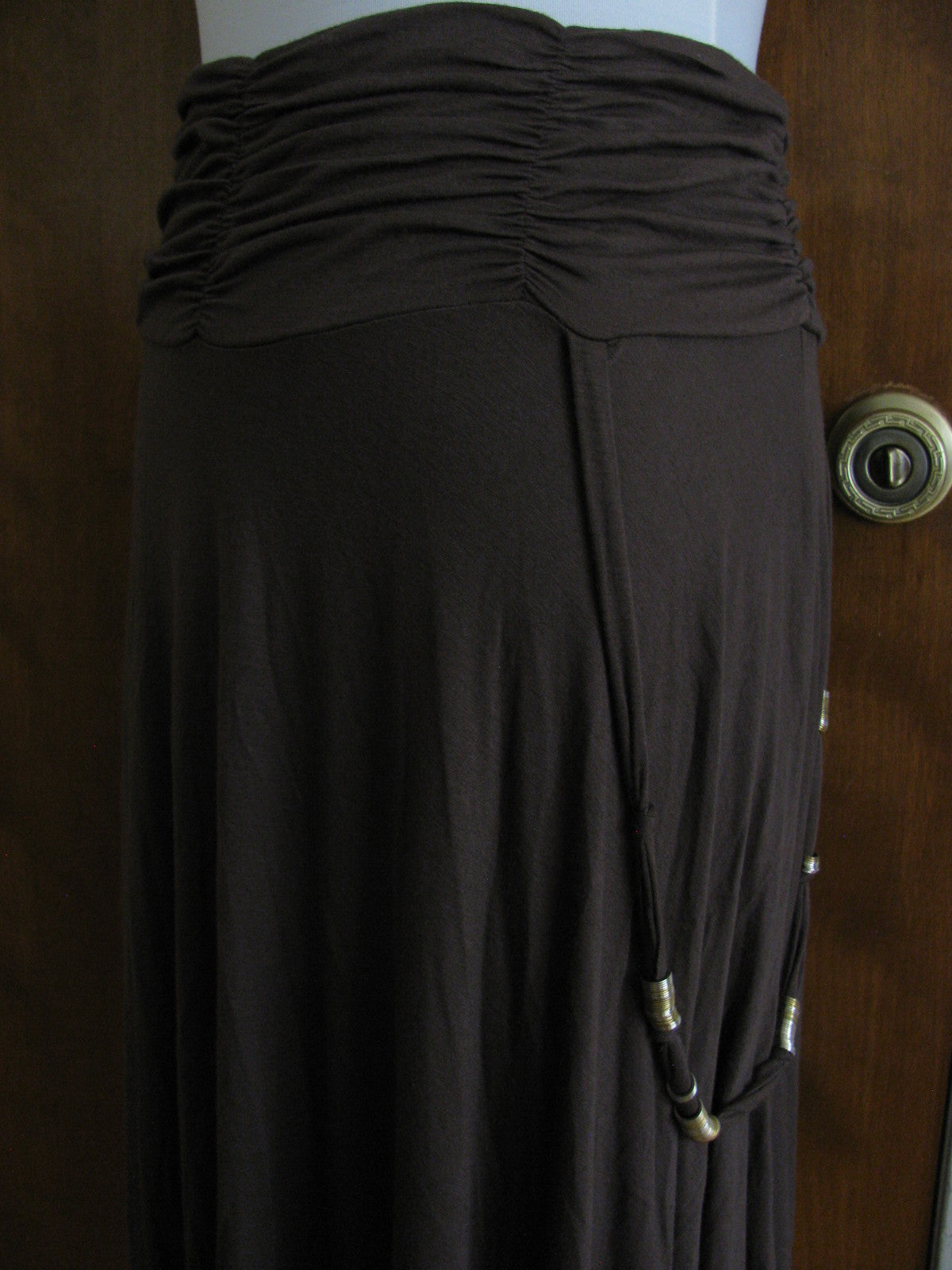 BCBGeneration Women's Brown Rayon Detailed Skirt/StrapTop Large 